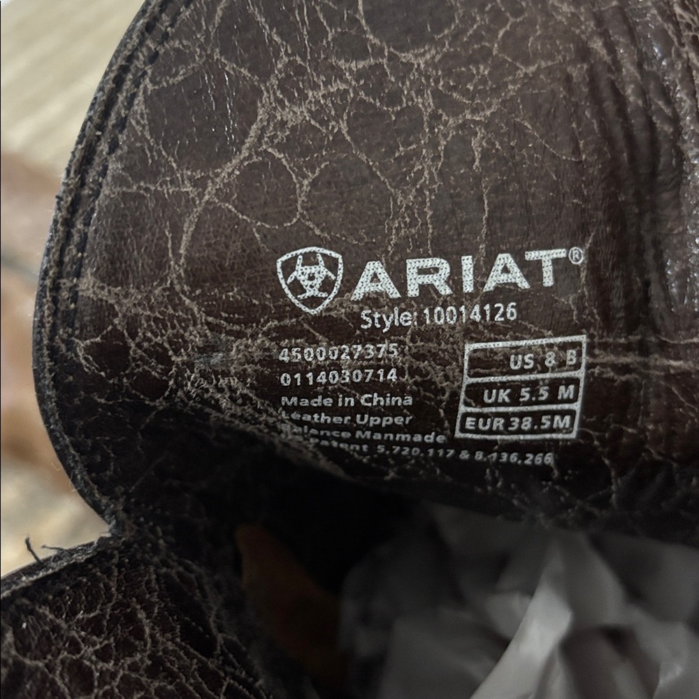 Ariat Women Brown Zipper Tassel Cowboy Leather Western Boots Size 8 - Picture 14 of 16